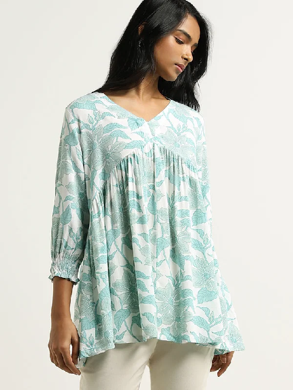 Utsa Blue Printed Kurti