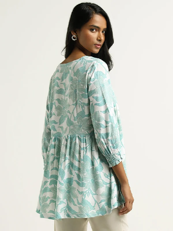 Utsa Blue Printed Kurti