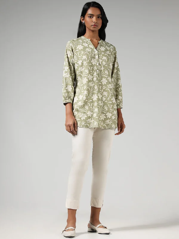 Utsa Green Floral Printed Tunic