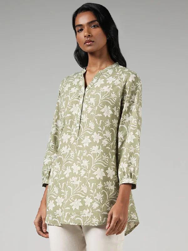 Utsa Green Floral Printed Tunic