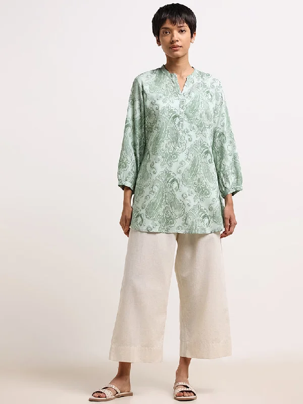 Utsa Green Paisley-Print Kurti