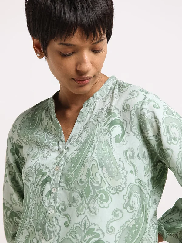 Utsa Green Paisley-Print Kurti