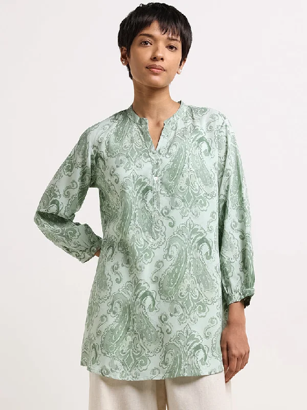 Utsa Green Paisley-Print Kurti