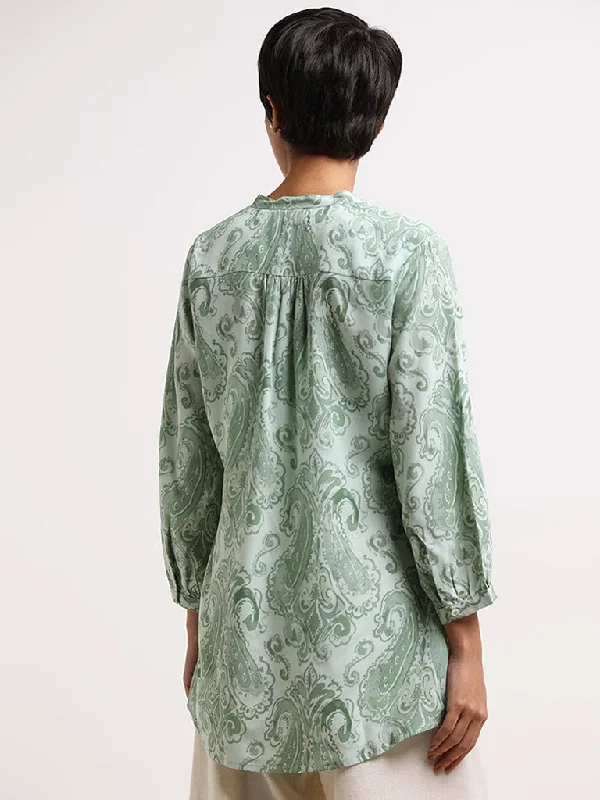 Utsa Green Paisley-Print Kurti