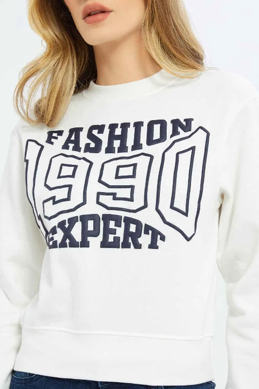 Women White Printed Sweatshirts