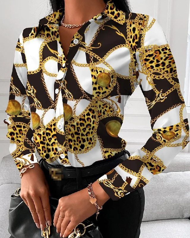 FashionSierra - Short Sleeve Casual Office Print Shirts