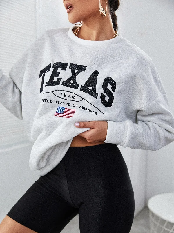 KittenAlarm - Letter Graphic Drop Shoulder Sweatshirt