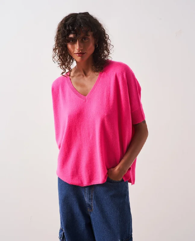 Absolut Cashmere Kate Rose Pink Fluro V-Neck Knit