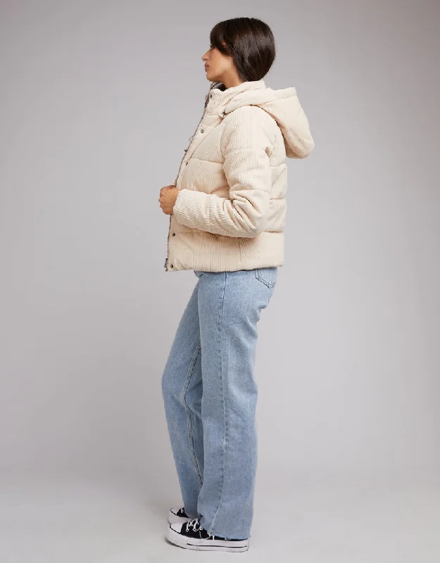 All About Eve Cali Cord Puffer Jacket Vintage White