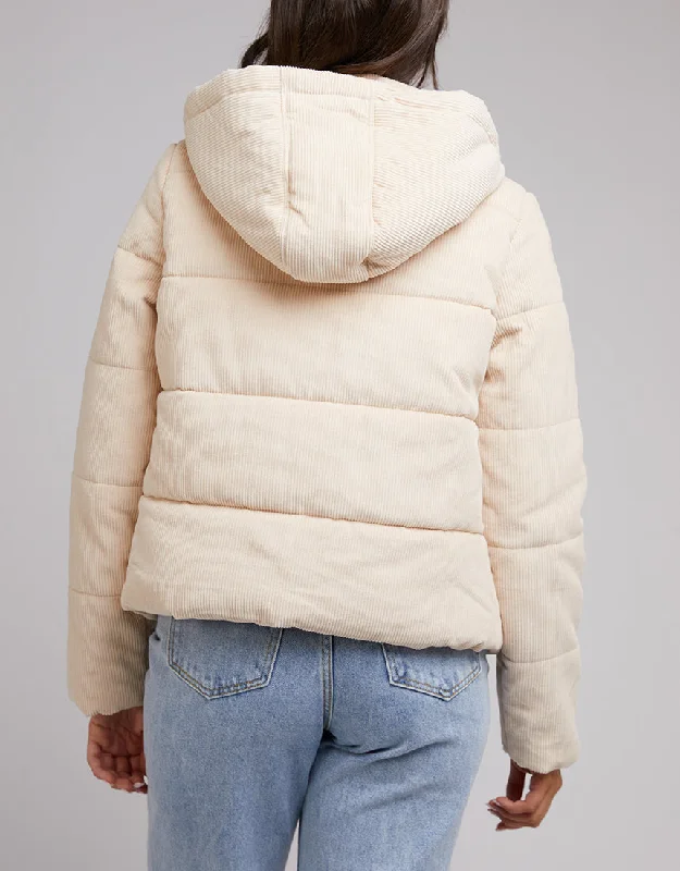 All About Eve Cali Cord Puffer Jacket Vintage White