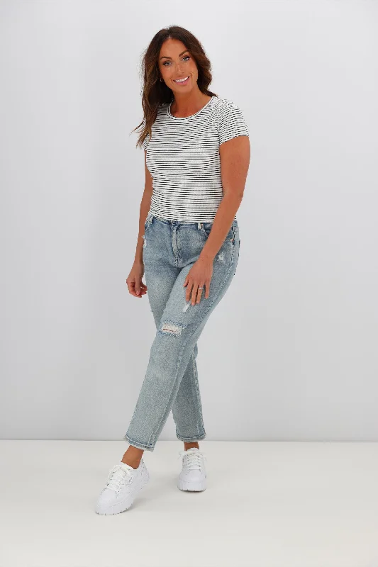 All About Eve Rib Stripe Tee White