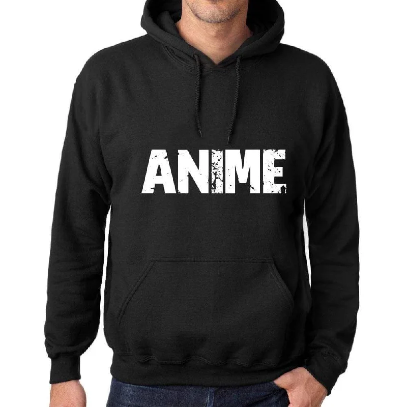 Men's Women's Unisex Printed Graphic Cotton Hoodie Soft Heavyweight Hooded Sweatshirt Pullover Popular Words ANIME Deep Black