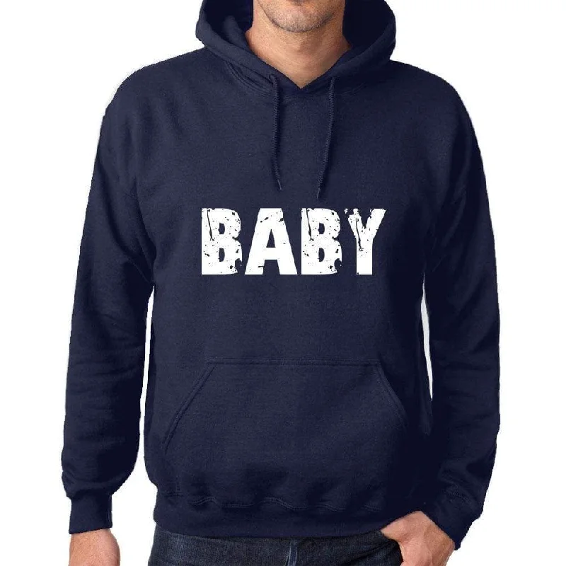 Unisex Printed Graphic Cotton Hoodie Popular Words BABY French Navy