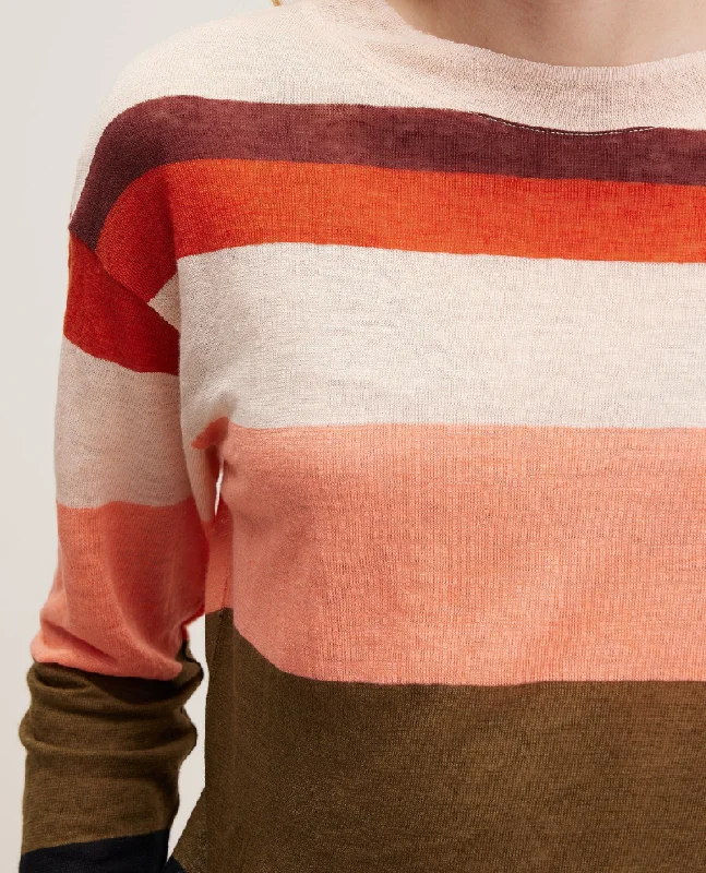 Bellerose Senia Stripe Coral Pink Linen Knit