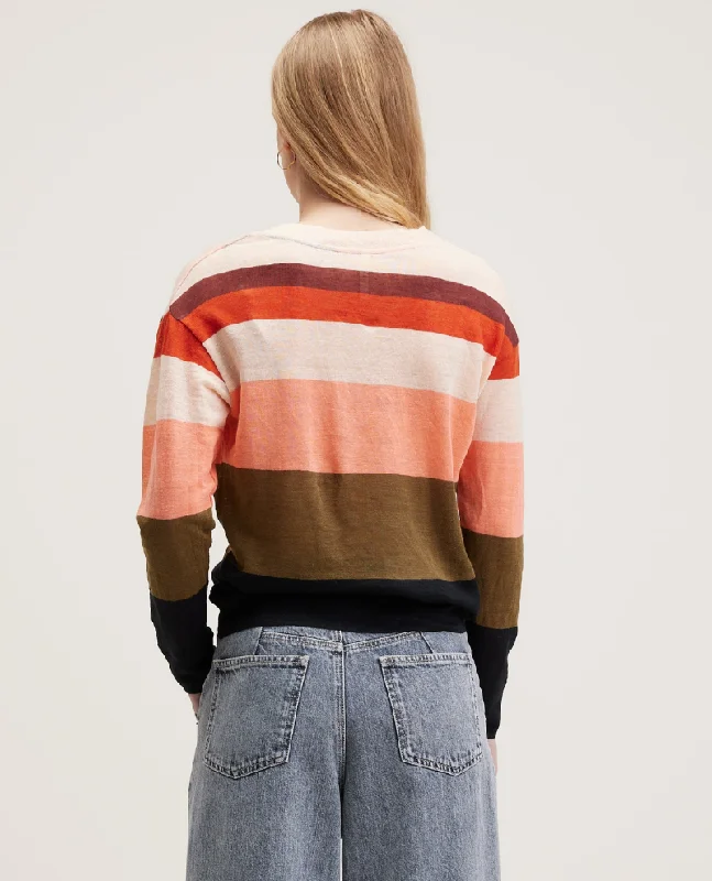 Bellerose Senia Stripe Coral Pink Linen Knit