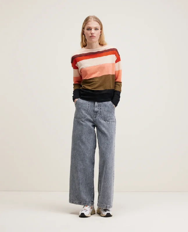 Bellerose Senia Stripe Coral Pink Linen Knit