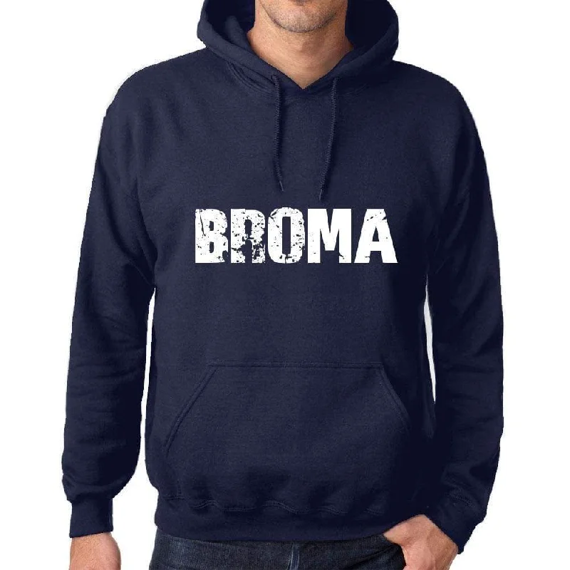 Unisex Printed Graphic Cotton Hoodie Popular Words BROMA French Navy