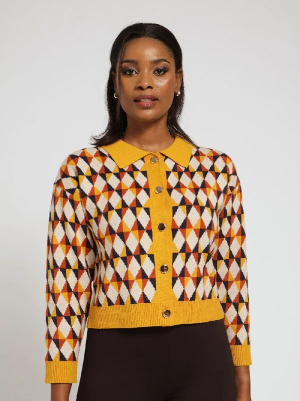 Chanel Styled Cardigan - Mustard