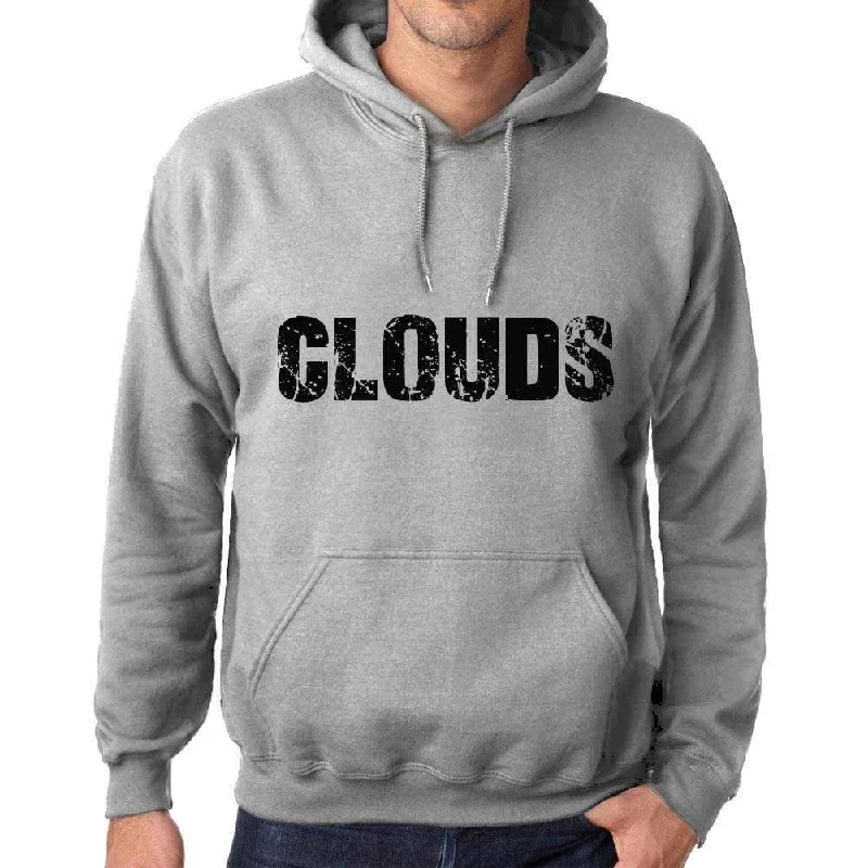 Unisex Printed Graphic Cotton Hoodie Popular Words CLOUDS Grey Marl