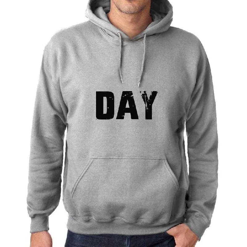 Unisex Printed Graphic Cotton Hoodie Popular Words DAY Grey Marl