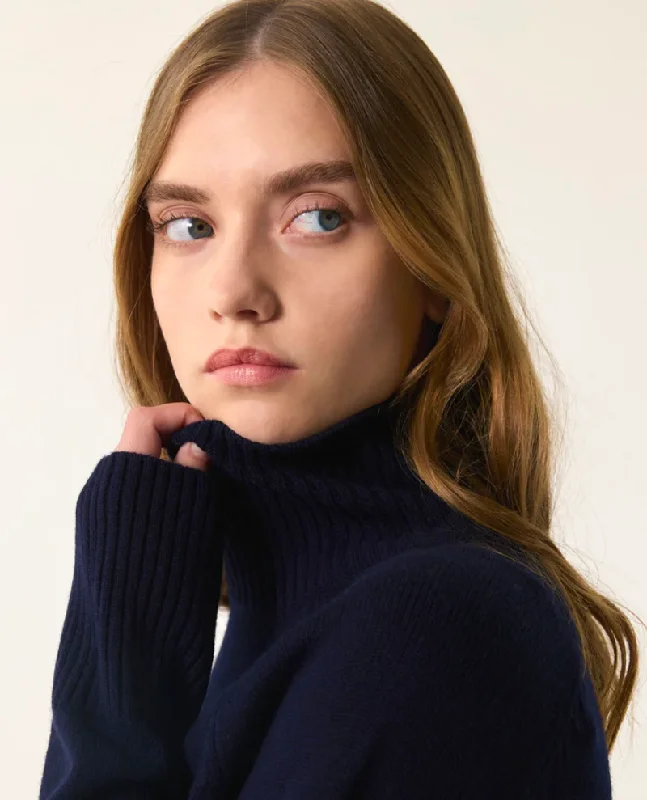 Des Petits Hauts Aramis Marine Roll Neck Knit