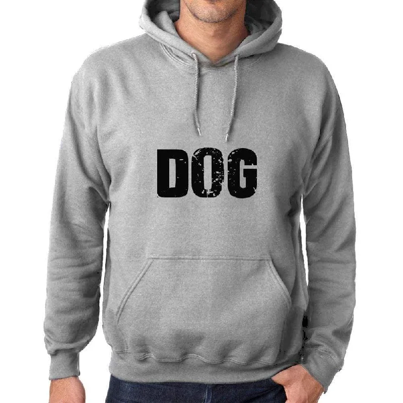 Unisex Printed Graphic Cotton Hoodie Popular Words DOG Grey Marl