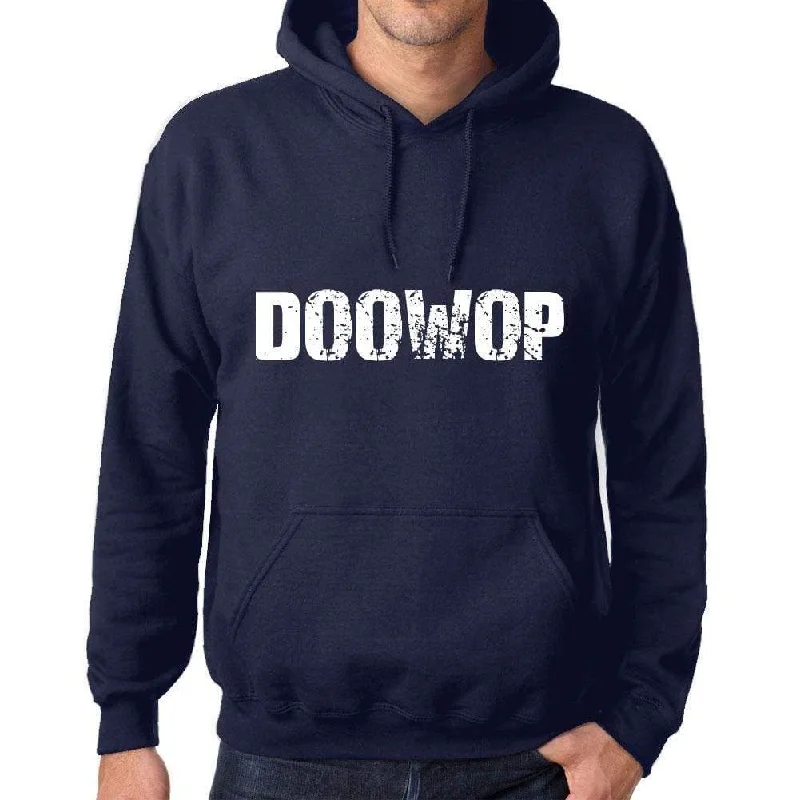 Unisex Printed Graphic Cotton Hoodie Popular Words DOOWOP French Navy