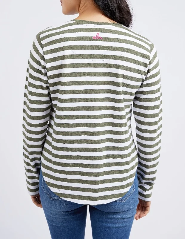 Elm Harmony L/S Tee Khaki White Stripe