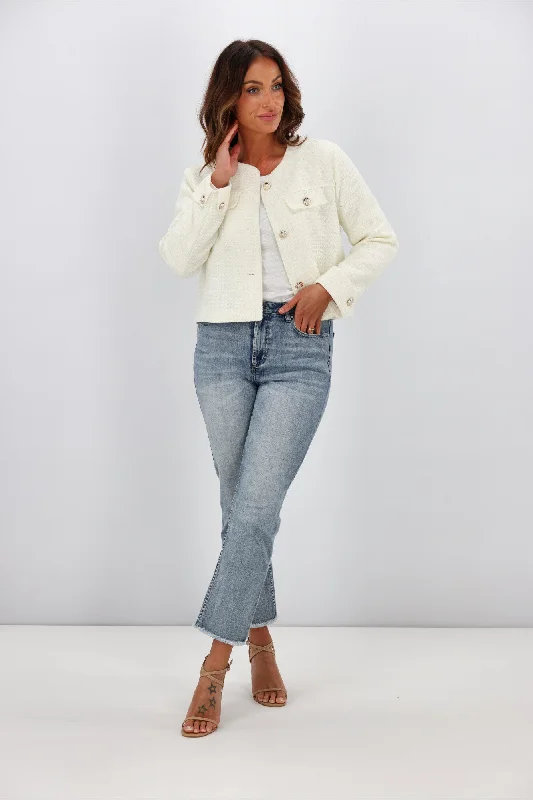 Fria Vivienne Collarless Jacket White