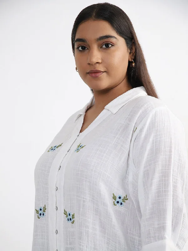 Gia Embroidered White Cotton Blouse