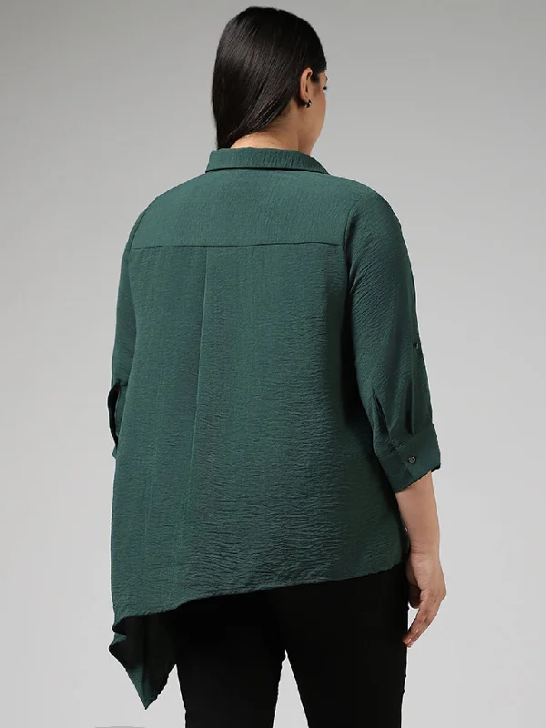 Gia Emerald Green Crepe High Low Shirt