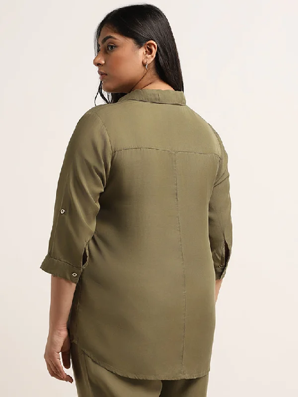 Gia Plain Olive Green Shirt