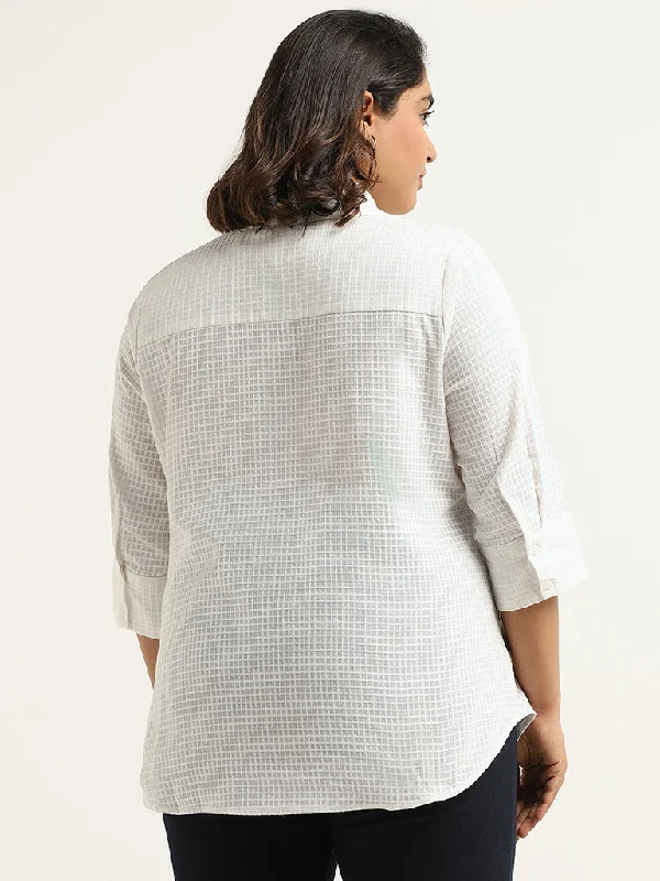 Gia White Checked Cotton Shirt