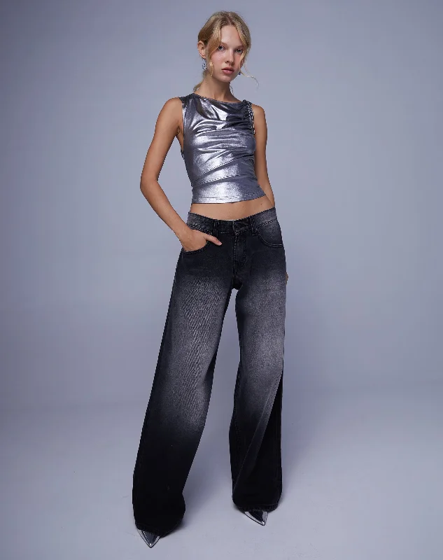 Hagne Vest Top in Metallic Silver