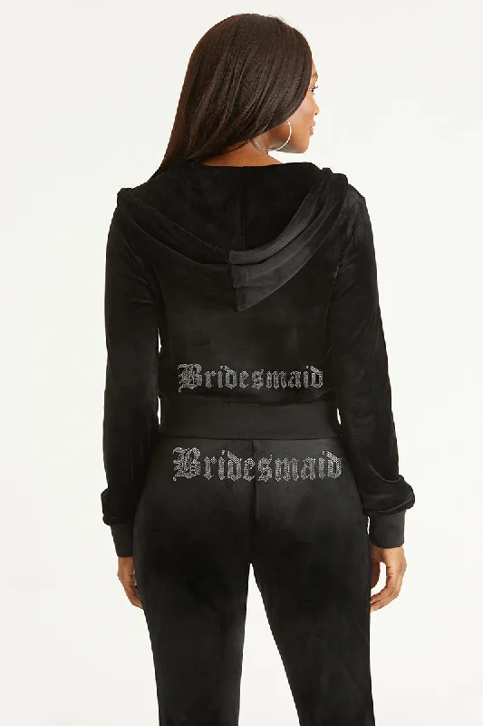 Bridesmaid Big Bling Velour Hoodie