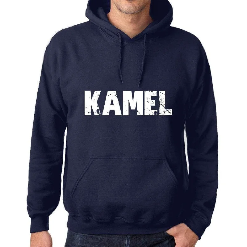 Unisex Printed Graphic Cotton Hoodie Popular Words KAMEL French Navy