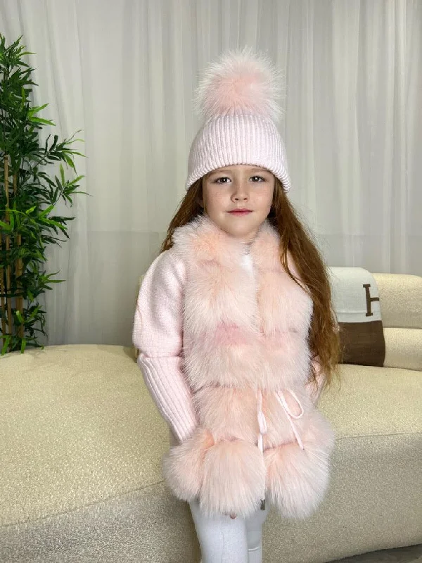 Kids Baby Pink Luxury Fur Cardigan