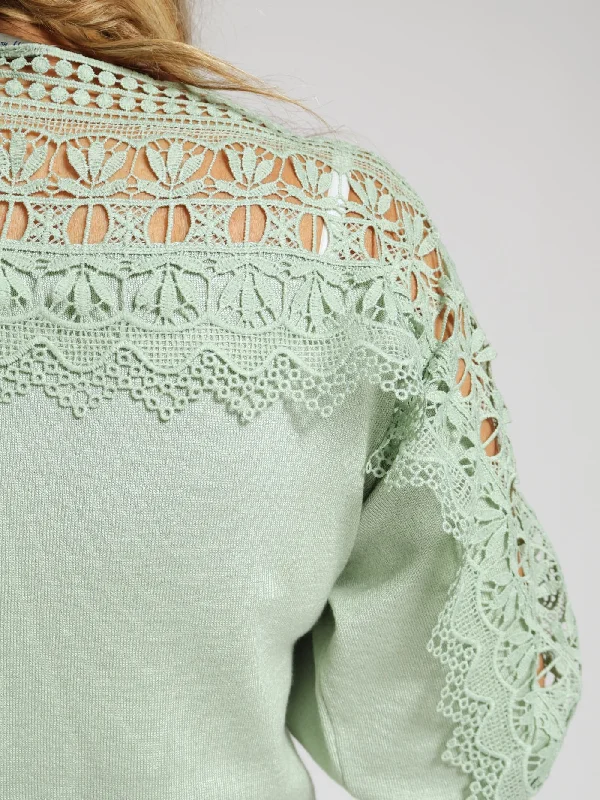 Lace Detail Top - Sage