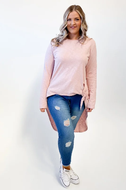 Little White Lie Michelle Tail Ls Tee Pink