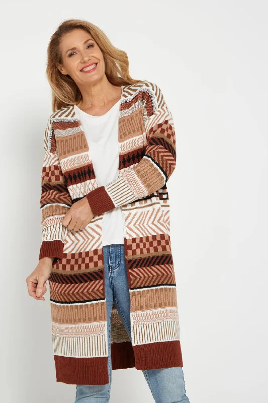 Livia Cardigan - Rust Aztec