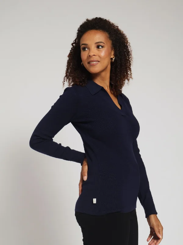 Polo Style Sweater - Navy