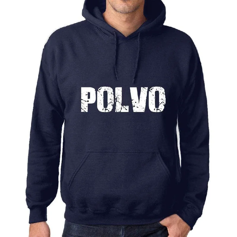 Unisex Printed Graphic Cotton Hoodie Popular Words POLVO French Navy