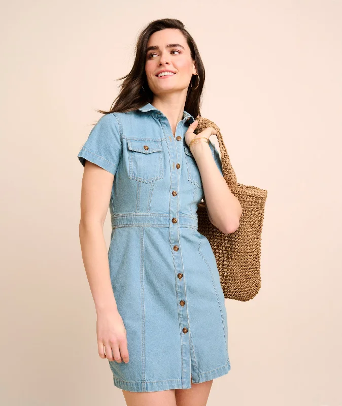 Denim Short-Sleeve Renee Shirtdress