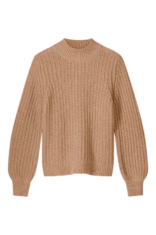 Repeat Cashmere Mock Neck Sweater in Camel