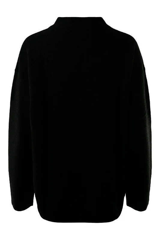 Repeat Cashmere Wool Cashmere Mock Neck Sweater in Charcoal