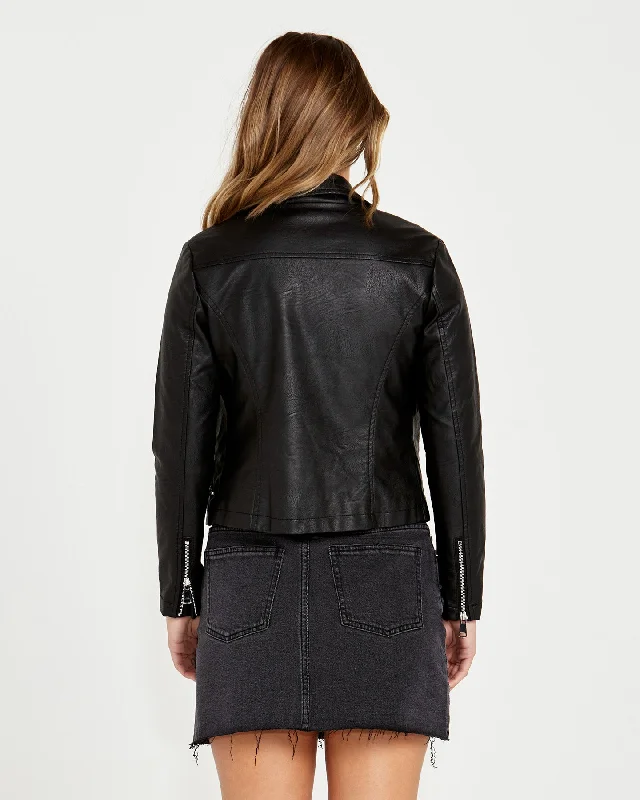 Sass Jovie PU Leather Jacket Black