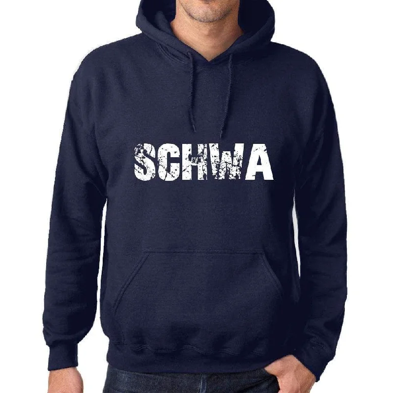 Unisex Printed Graphic Cotton Hoodie Popular Words SCHWA French Navy