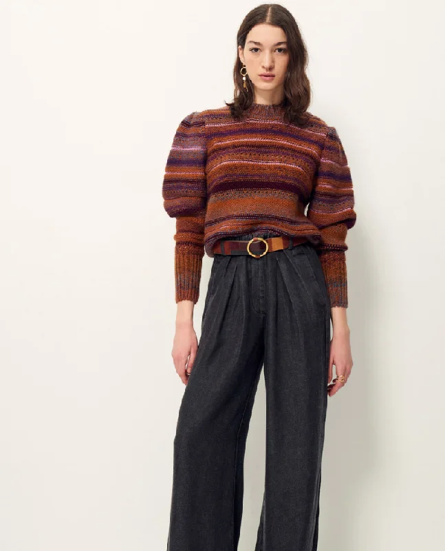 Sessun Tolosa Sunset Stripe Puff Sleeve Knit