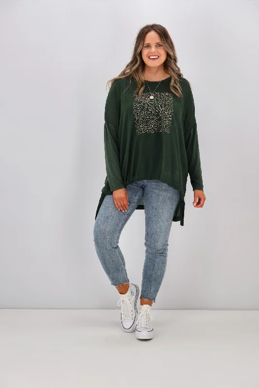 Shine On Label Roxanne Print Front Top Olive