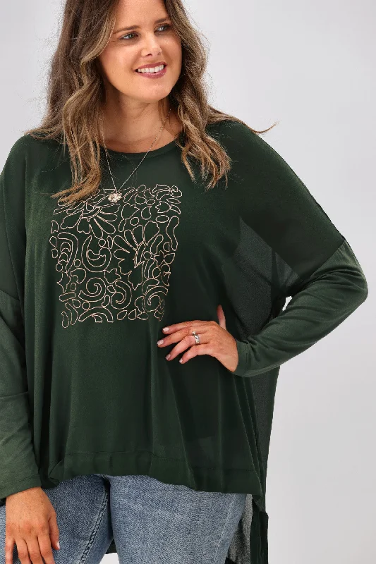 Shine On Label Roxanne Print Front Top Olive